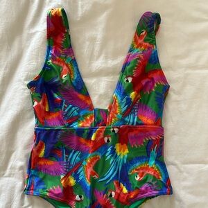 Colorful Parrot Print Swimsuit